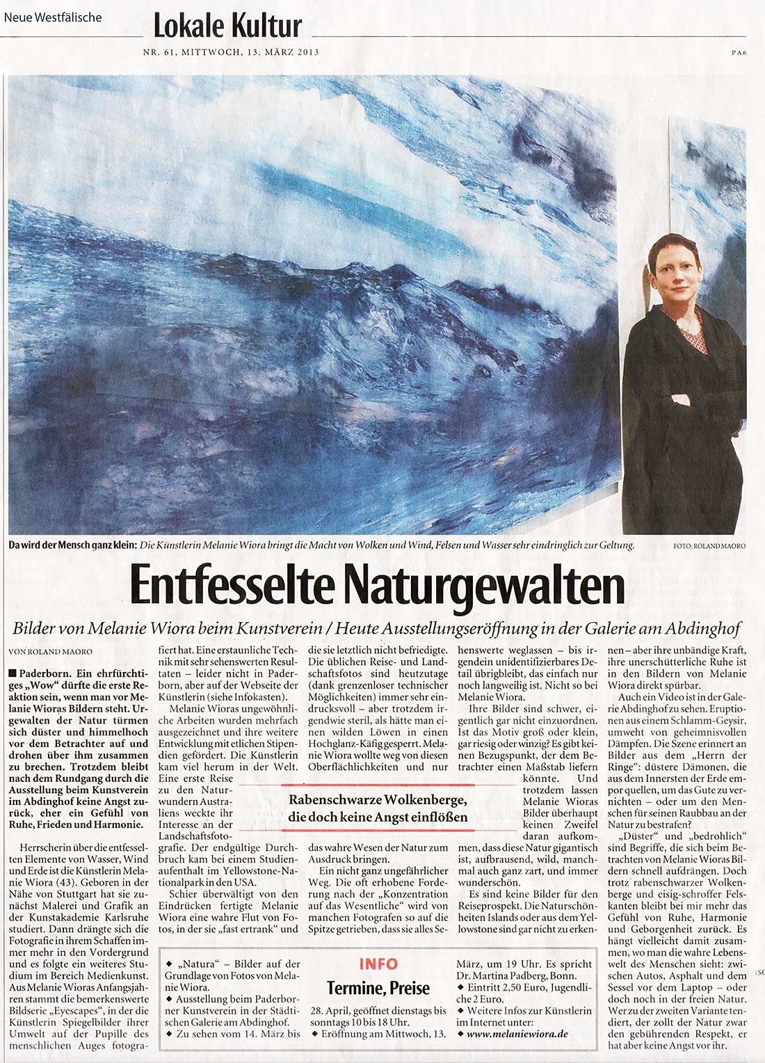 „Entfesselte Naturgewalten“, Neue Westfälische, 13. März 2013